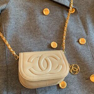 1970's Vintage Chanel CC Mini belt purse cross body bag